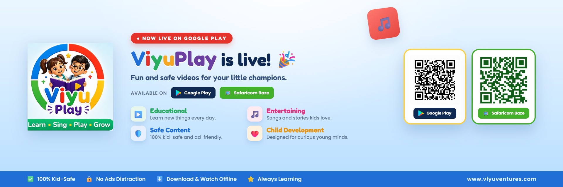 Viyu Play is live on Google Play and Safaricom Baze